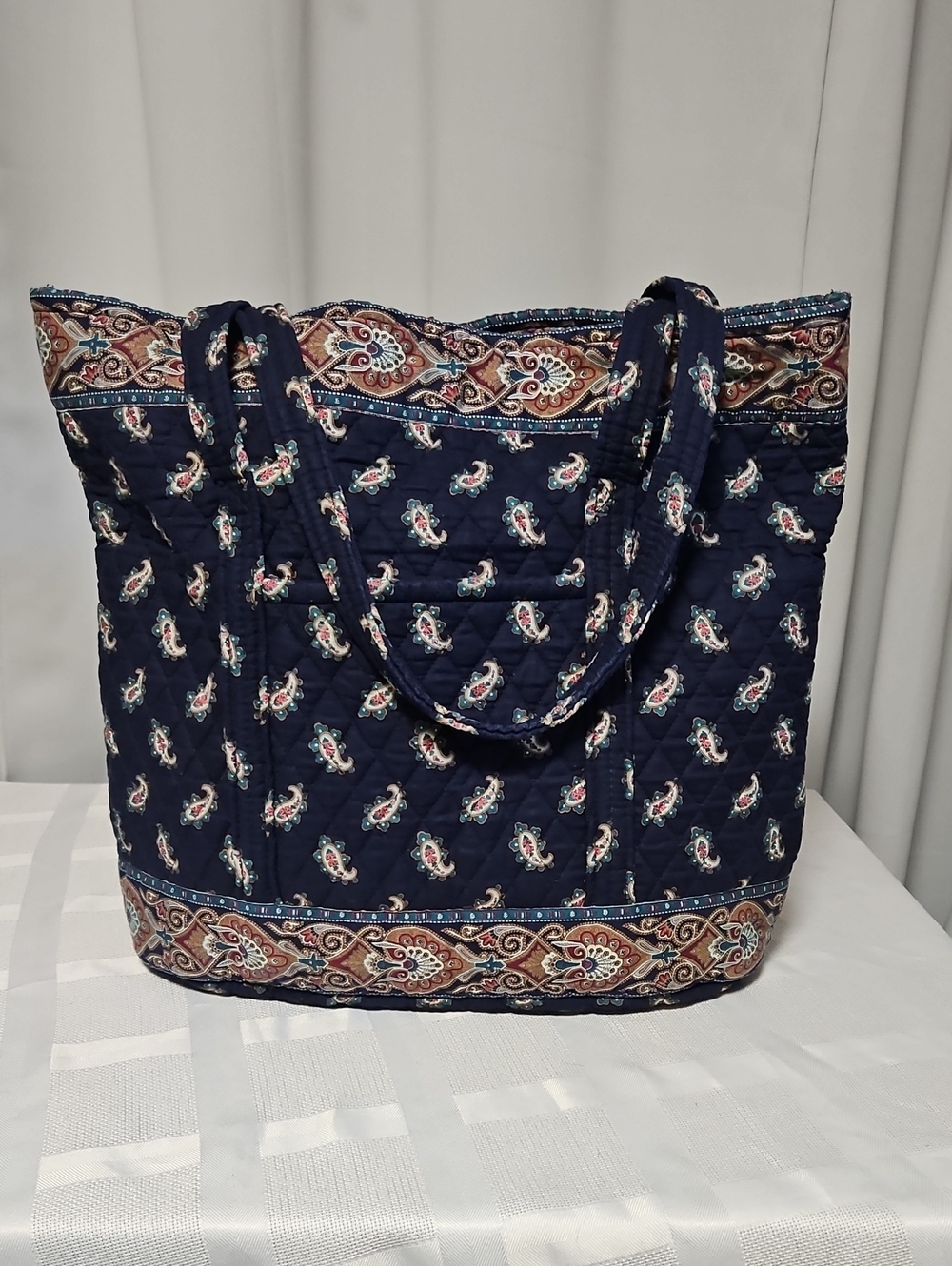 Vintage 1991 Vwra Bradley Tote in Navy - Paisley Pattern